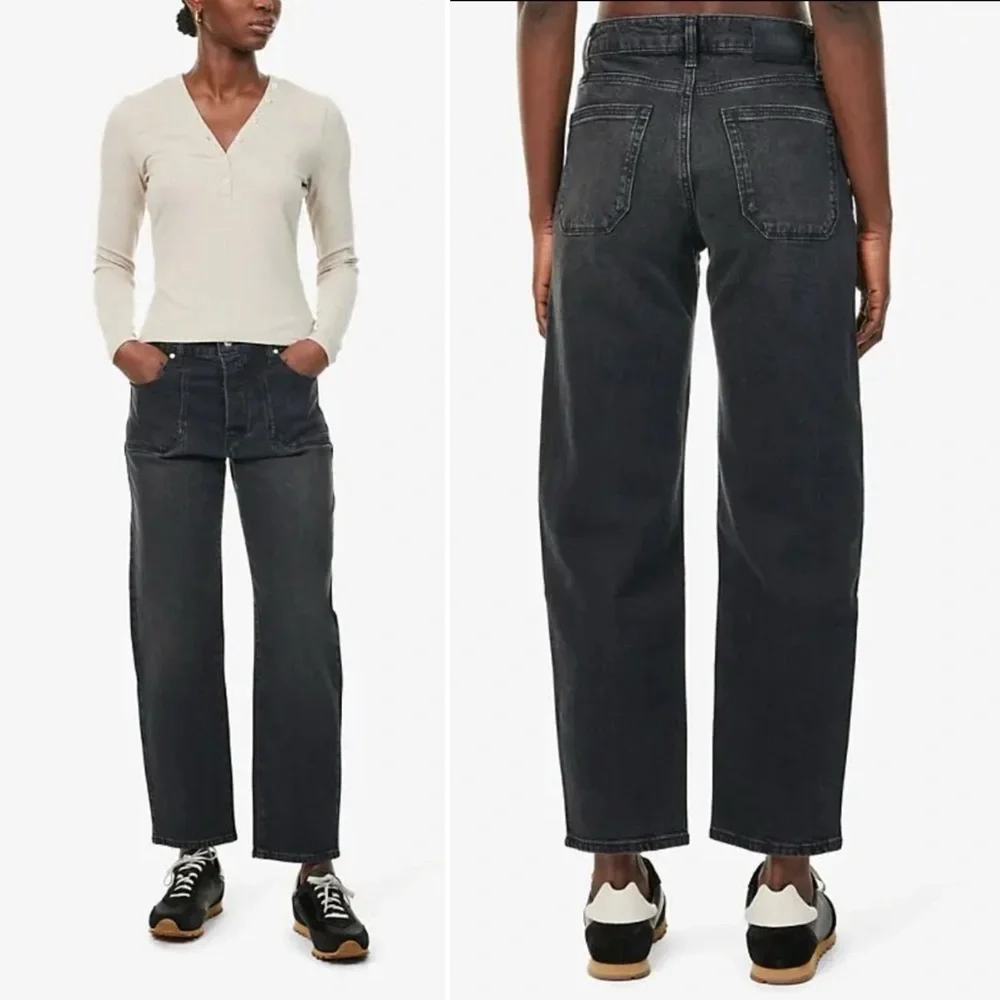 Paige Alexis Barrel Jeans 31 Viper Black Denim Minimalist Chic Classic Designer